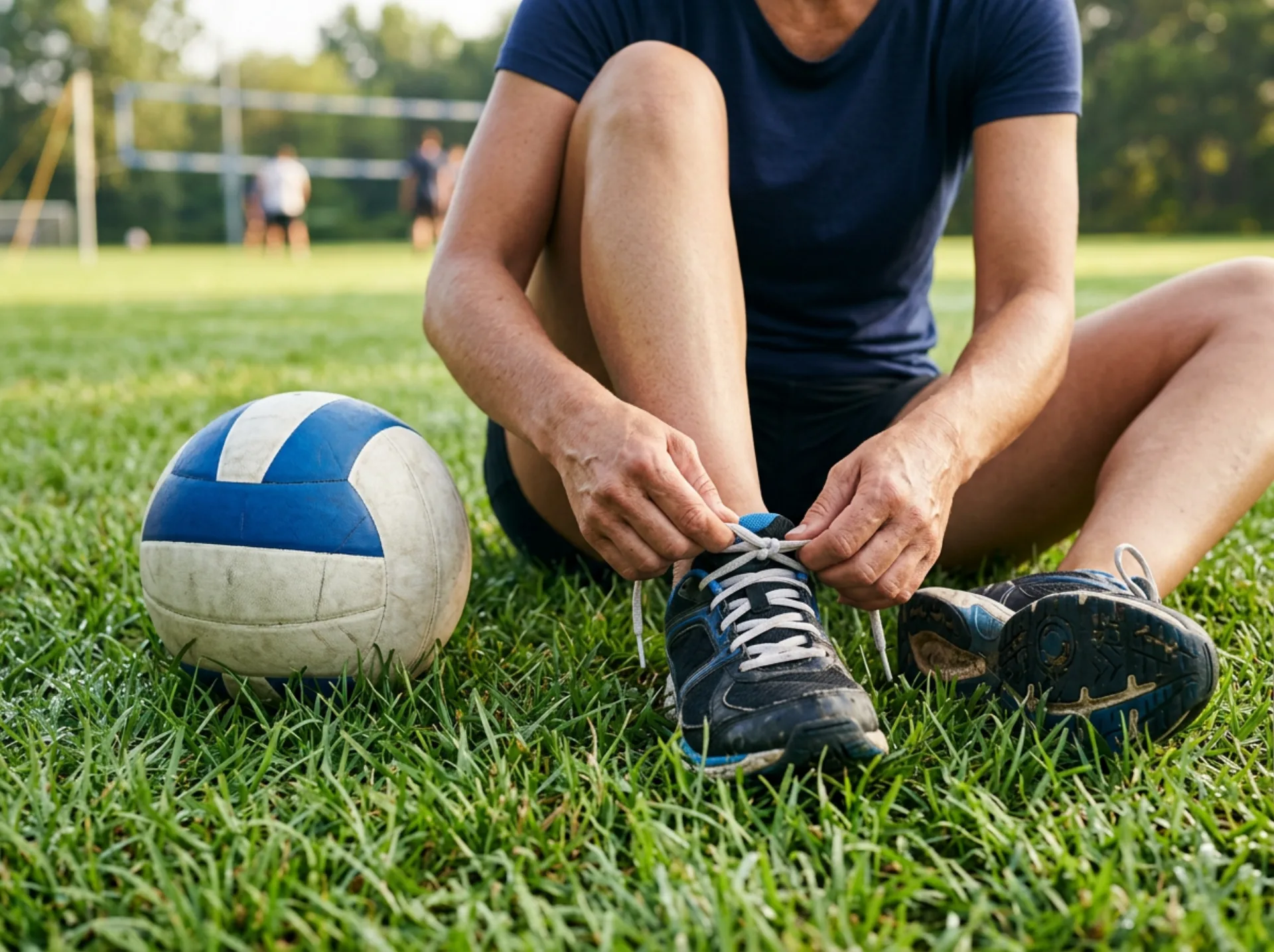 Dettaglio della preparazione di un giocatore prima di scendere sul campo in erba