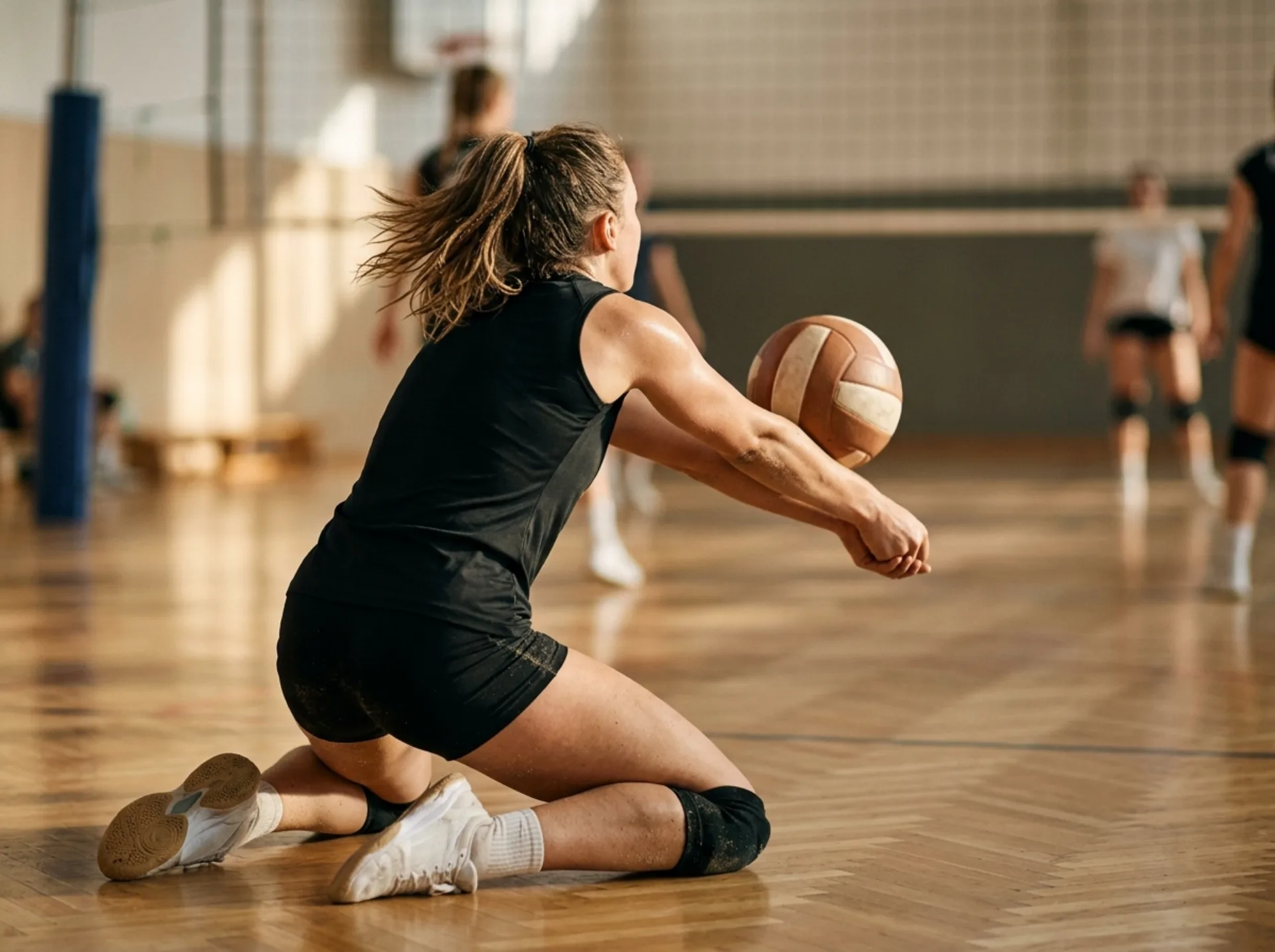 Ricezione in bagher basso sul parquet di gioco