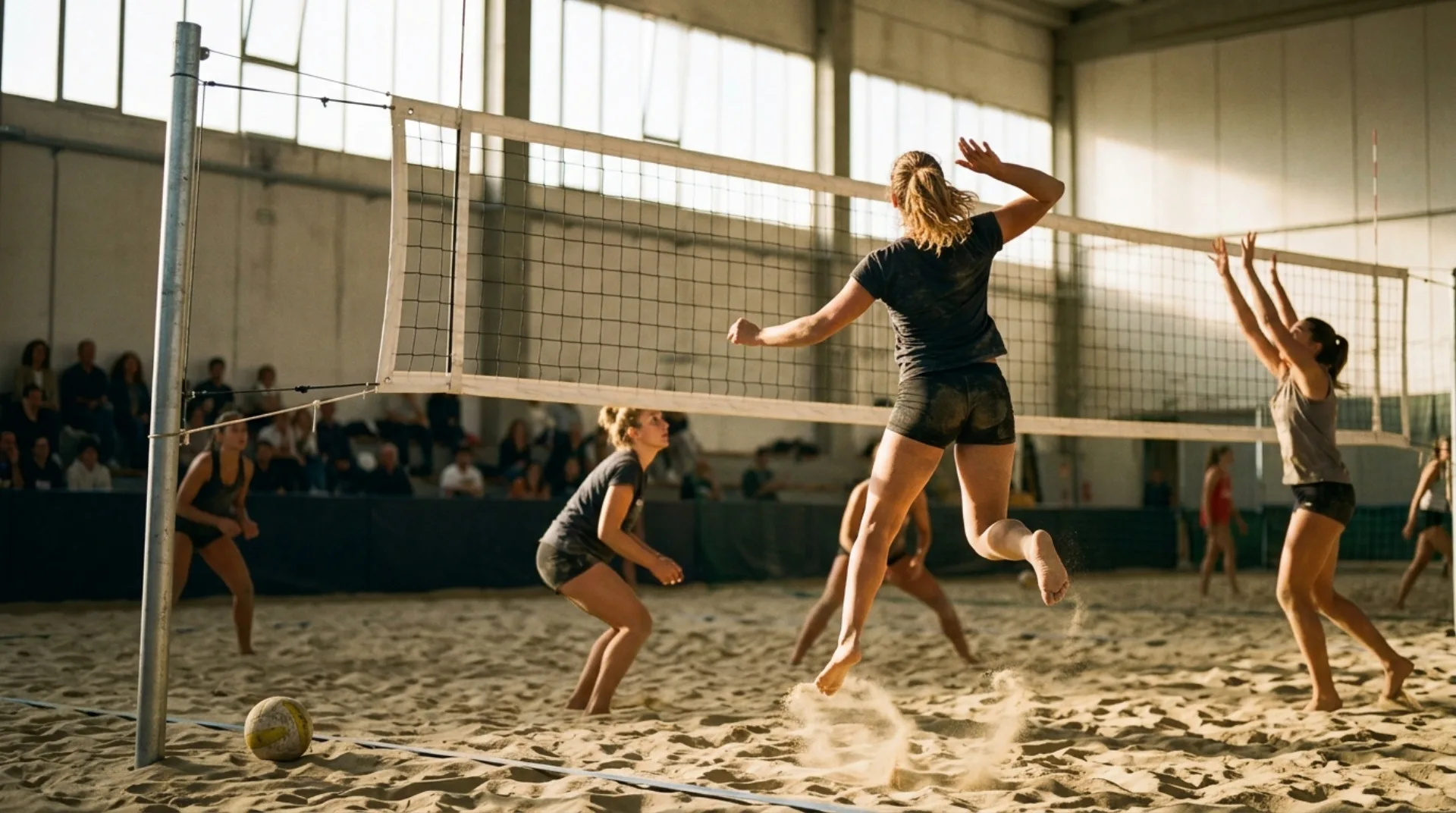 Campo da pallavolo al coperto pronto per una partita amatoriale a Napoli